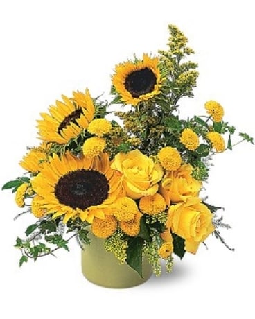 A Pot Of Sunflowers Flower Arrangement