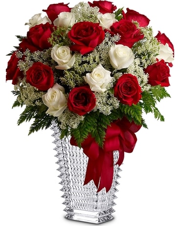 Love's Divine With Crystal Vase Flower Arrangement