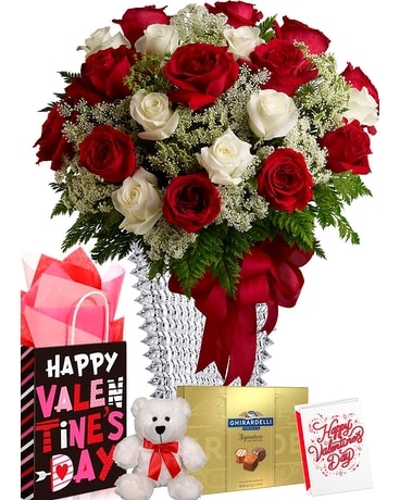 Love's Divine - Crystal Vase Package Flower Arrangement