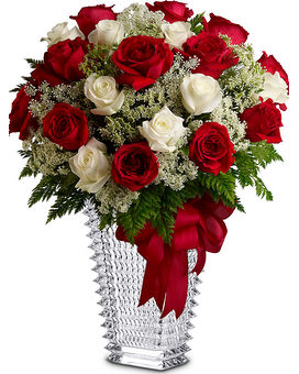 Love's Divine With Crystal Vase Flower Arrangement