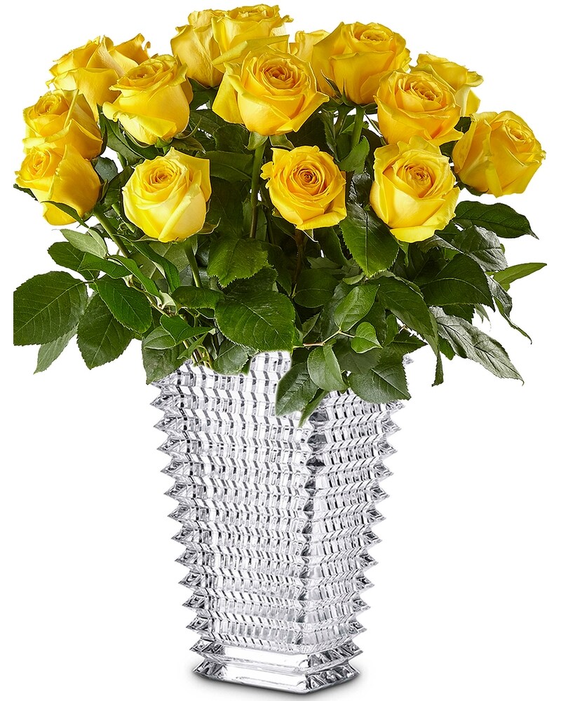 YWHL Bouquet Di Rose Gialle In Cristallo K9 Con Vaso, Fatto A Mano, Regalo Per Festa Della Mamma E San Valentino, Decorazione Da Tavolo Eterna