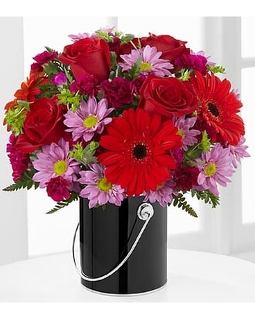 Paint Can Arrangement - Black Flower Arrangement