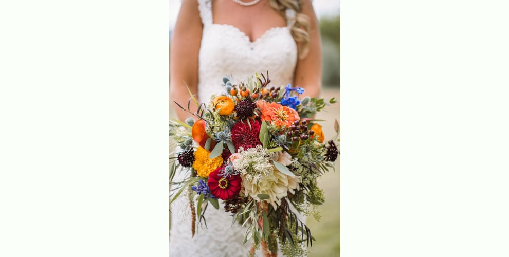 Bright and colorful bridal bouquet