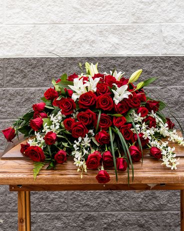 Rose Casket Spray Funeral Arrangement