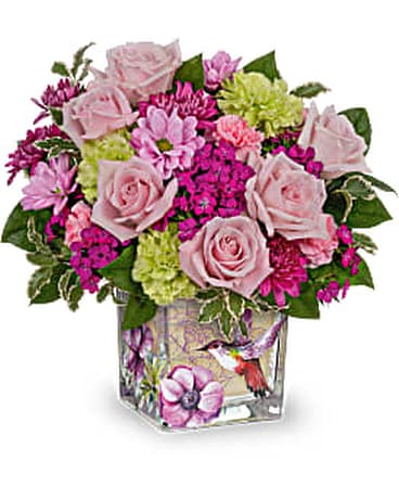 Hummingbird Vase Flower Arrangement