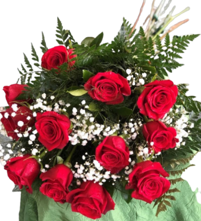 Wrapped Roses with Baby's Breath Flower Arrangement