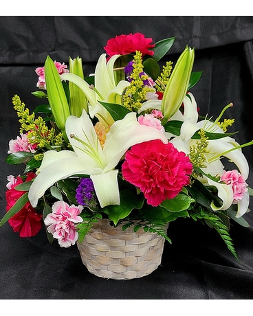 Blooming Lilies Basket Flower Arrangement
