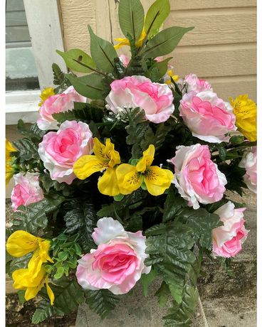Pre-Made Silk Graveside Cone Sympathy Arrangement