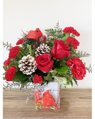 Christmas Cardinal Flower Arrangement