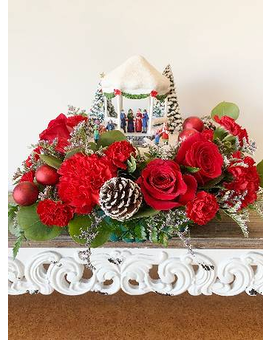 Kinkade Sweet Sounds of Christmas Flower Arrangement