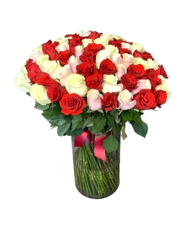 75 Mixed Roses Flower Arrangement