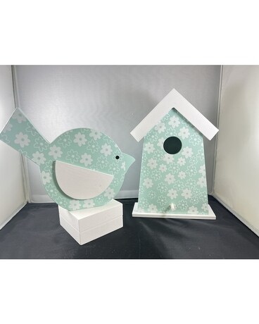 Floral Wooden Bird + Bird House Gifts