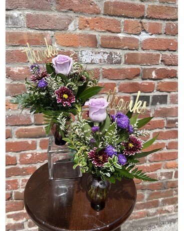 Thank you With a Rose Flower Arrangement