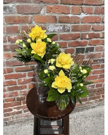 Thank You in Yellow Flower Arrangement
