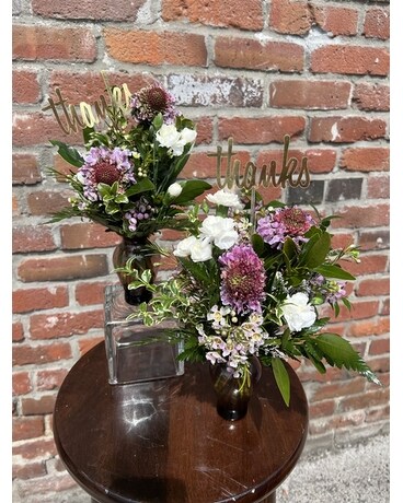 Thank You in Purple Flower Arrangement