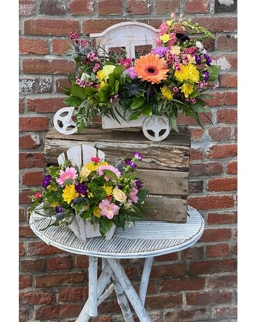 Wooden Garden Arrangements Flower Arrangement