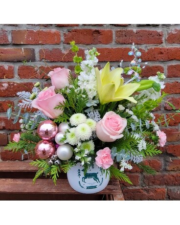 Christmas in Pink Flower Arrangement
