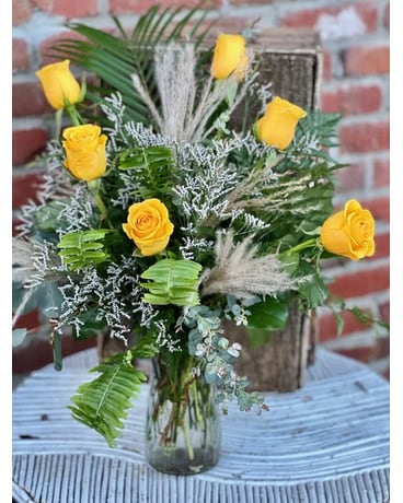 Fluffy Half Doz Roses (u pick color) Flower Arrangement