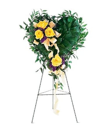 Friendship Rose Heart Funeral Arrangement