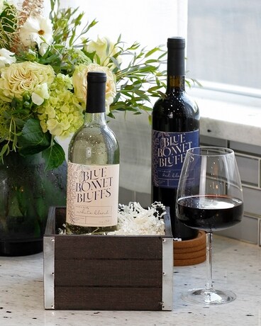 Bluebonnet Bluffs Vineyard Wines Crate Gift Basket