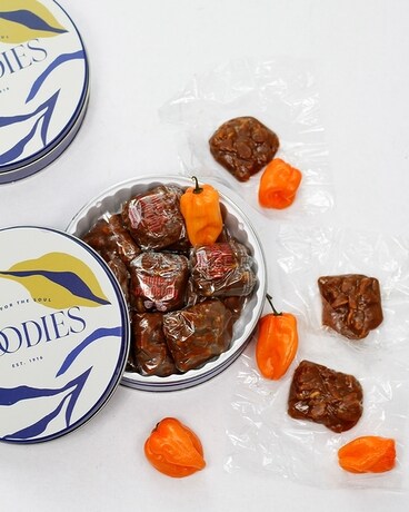 Sweet Heat Habanero Pecan Praline Goodies Tin Gift Basket