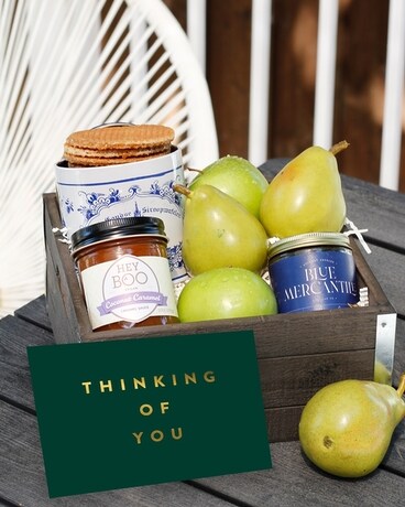 Comforting Peace & Caramel Pears Crate Gift Basket