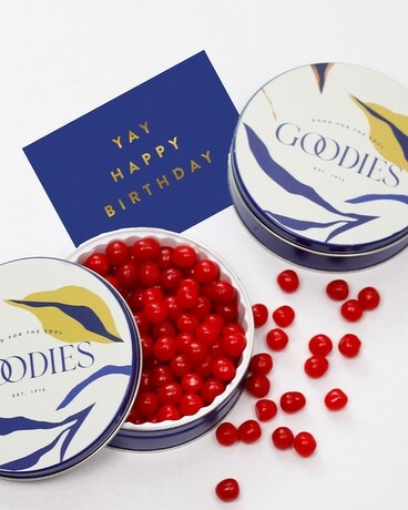 Very Cherry Cheers Birthday Tin Gift Basket