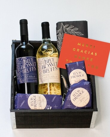 Merci Beaucoup Wines & Cheeses Crate Gift Basket