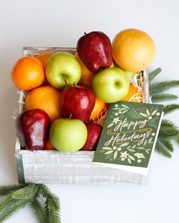 Goodies Classic Holiday Fruit Crate w/ Card Gift Basket