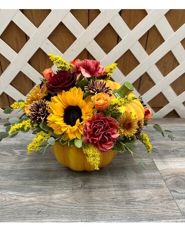 Harvest Pumpkin Flower Arrangement