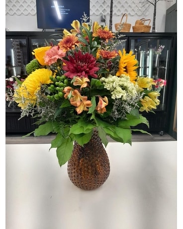 Vase of Fall Flowers Flower Arrangement