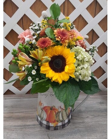 Grateful Pumpkin Pitcher Flower Arrangement