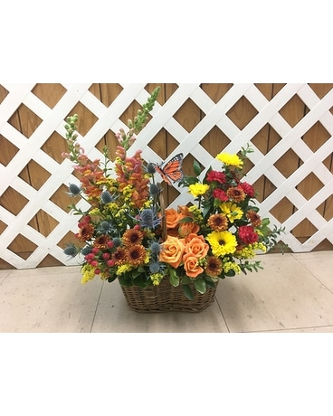 Fall Country basket blooms Flower Arrangement
