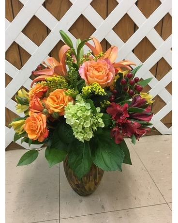 Color Vase Fall Flowers In Purcellville Va Purcellville Florist