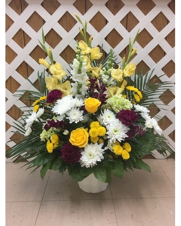 Mache with Roses Funeral Arrangement