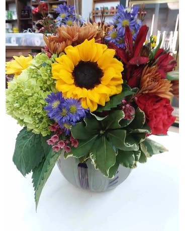 Fall Birthday Bowl Flower Arrangement