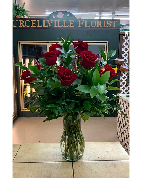 Red Roses with Greenery Bouquet