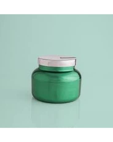 Green Metallic Volcano, Large Capri Blue Jar Candle