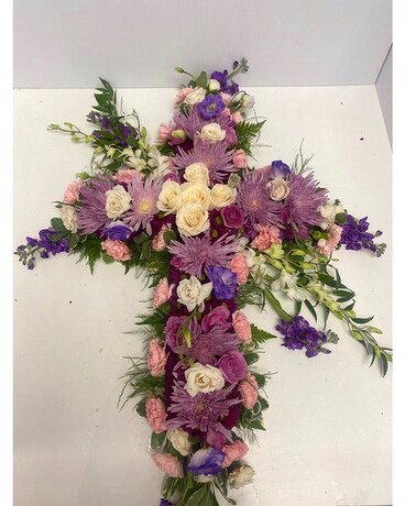 Hope and Honour sympathy cross Flower Arrangement