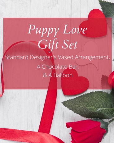 Puppy Love Gift Set Flower Arrangement