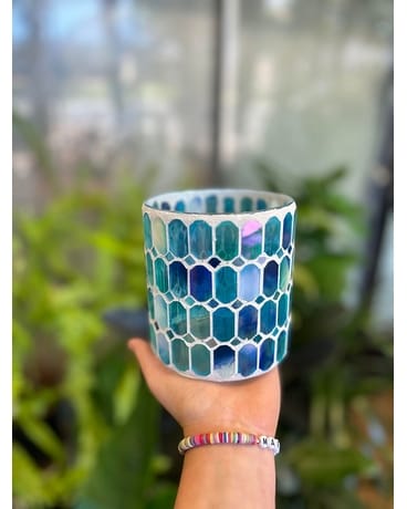 Blue Beauty Container Flower Arrangement