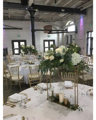 White & Greenery Centrepiece Wedding Arrangement