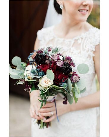 Burgundy & Blues Bouquet Wedding Arrangement