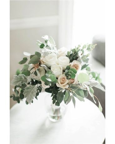 White, Taupe & Grey Bouquet Wedding Arrangement