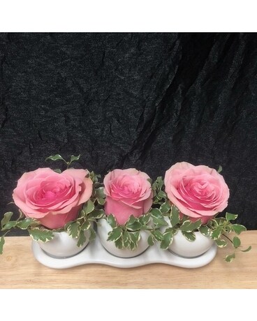Pink Trio of Love Flower Arrangement