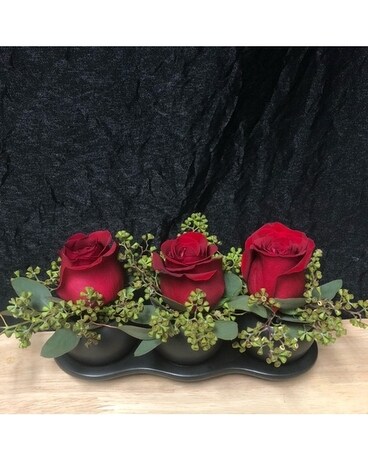 Red Trio Of Love Flower Arrangement