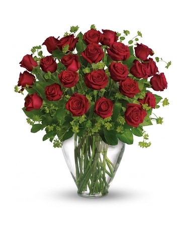 Two Dozen Red Rose Vase Flower Arrangement