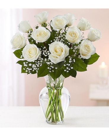 White Rose Vase Flower Arrangement