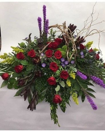 woodsy garden casket spray Flower Arrangement