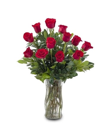One Dozen Roses Flower Arrangement